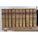 Chambers' Encyclopaedia, New Edition, Vols I - X, gilt-tooled tan half calf and green cloth, marbled