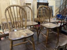 Five Victorian elm and beech Windsor comb back chairs