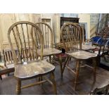 Five Victorian elm and beech Windsor comb back chairs