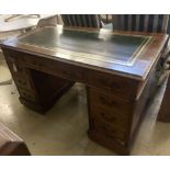 A Victorian walnut pedestal desk, width 122cm depth 64cm height 73cm
