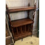 A Victorian mahogany three tier whatnot, width 76cm depth 37cm height 129cm