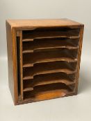 An Edwardian oak stationery box, height 29cm