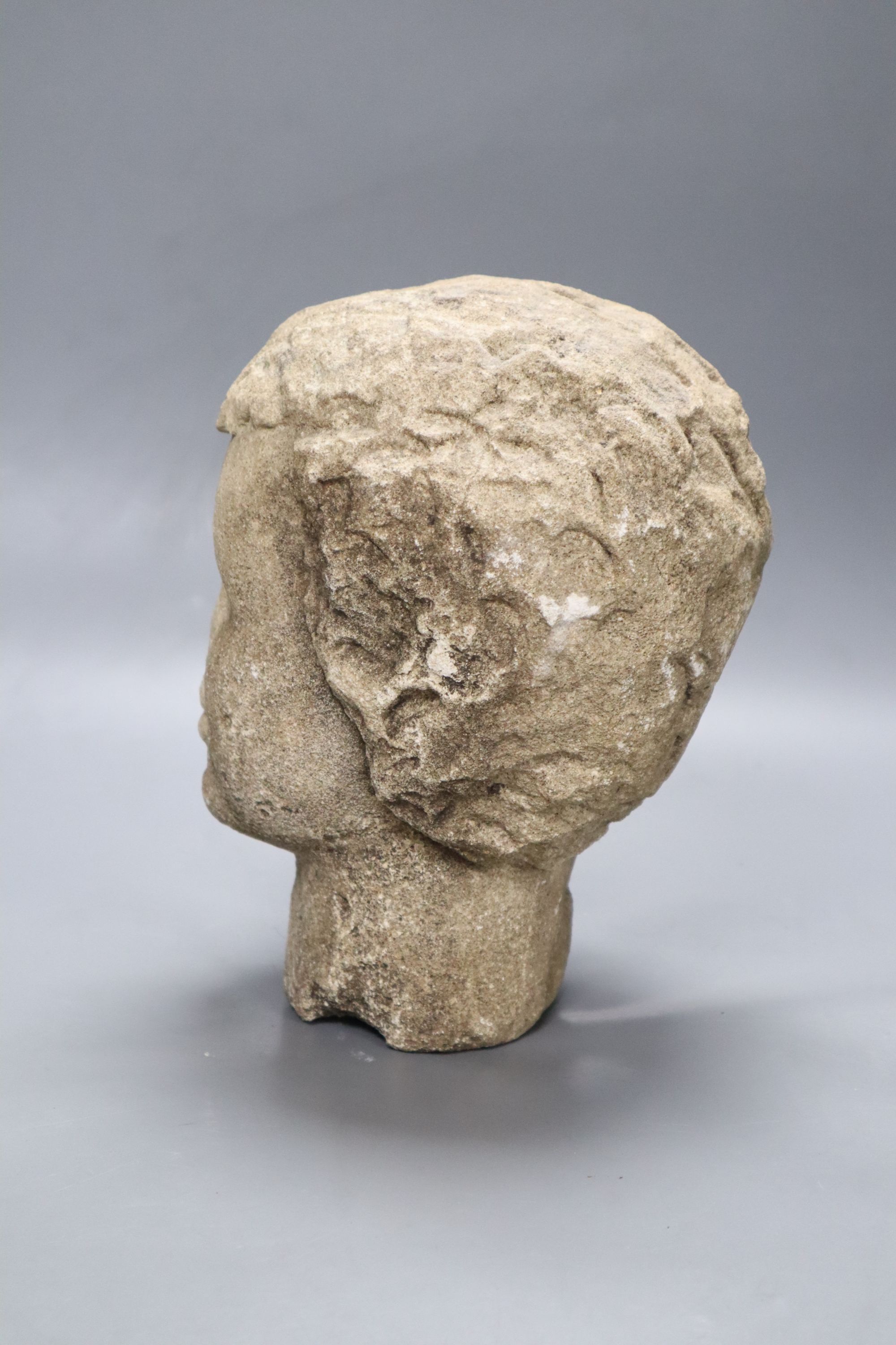 A medieval style stone head, height 23cm - Image 2 of 3