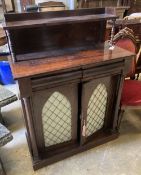 A Victorian mahogany chiffonier, width 97cm, depth 44cm, height 132cm