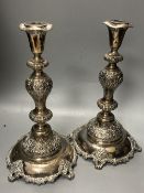 A pair of late 19th century Russian 84 zolotnik 'Sabbath Day' candlesticks, stamped Pogorzelski,