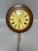 A mahogany fusee wall timepiece, diameter 31cm