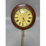 A mahogany fusee wall timepiece, diameter 31cm