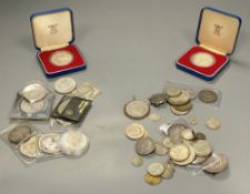 18th - 20th century World coins including 1887 half crown, 1876 five Marks, two cased 1977 silver