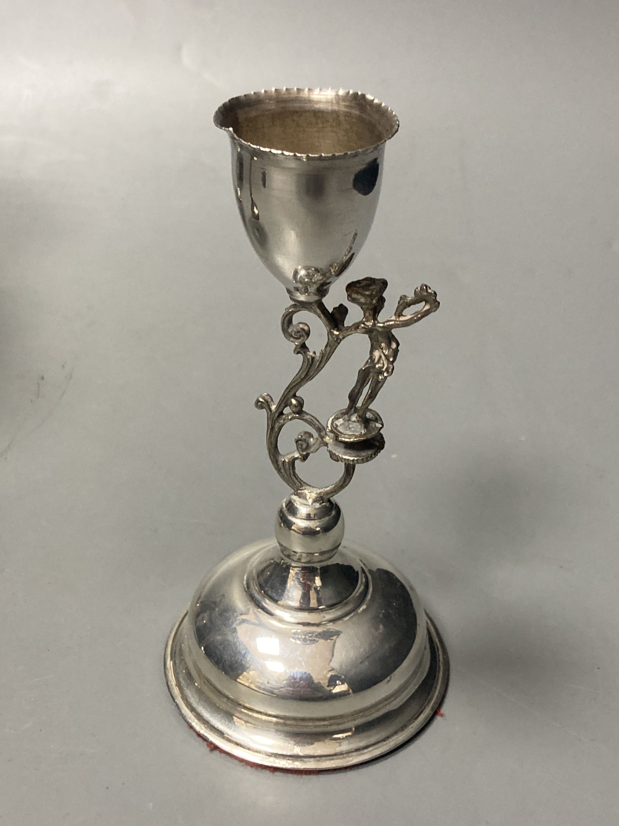 Two silver trumpet vases, one a.f., a Birk's sterling compact and four continental white metal - Image 7 of 11
