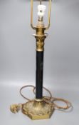 A brass and ebonised 'patented' table lamp