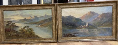 W. Richards (Jamieson), pair of oils on canvas, Luss, Loch Lomond and Kilchurn Castle, Loch Awe,