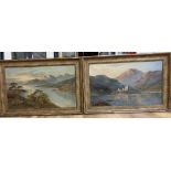 W. Richards (Jamieson), pair of oils on canvas, Luss, Loch Lomond and Kilchurn Castle, Loch Awe,