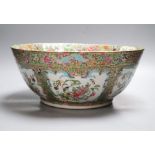 A 19th century Canton famille rose punch bowl, diameter 35cm