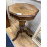 A Victorian walnut trumpet work table, width 44cm height 74cm