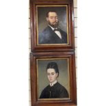 Emile Boivin (19th C.), pair of oils on canvas, Portrait of a husband wife, signed and one dated