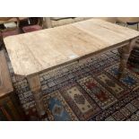 A late Victorian pine extending dining table, 147cm (extended one spare leaf), width 87cm height