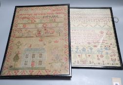 An 18th century sampler together with another