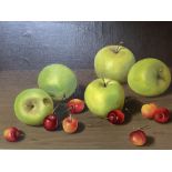 Bailey, oil on canvas, Still life of apples and cherries, signed, 24 x 34cm