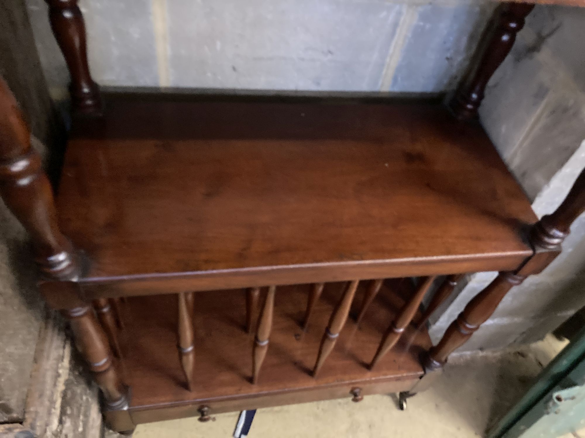 A Victorian mahogany three tier whatnot, width 76cm depth 37cm height 129cm - Image 3 of 5