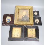 Six portrait miniatures, first half 19th century, some on ivory including a primitive example of a