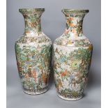 A pair of Chinese famille verte crackleware vases, height 44cm