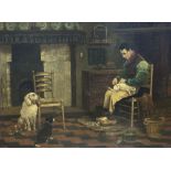 After John Charles Dollman (1851-1934), oil on canvas, 'The Dog's Barber', 32 x 45cm