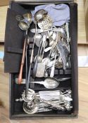 Various white metal and 'sterling' ladles, spoons and other flatware including American including