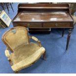A Victorian mahogany dressing table, width 107cm, depth 58cm, height 80cm, together with a Louis