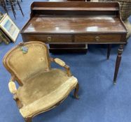 A Victorian mahogany dressing table, width 107cm, depth 58cm, height 80cm, together with a Louis