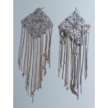 A pair of metal 'chandelier' earrings, drop approx. 18.5cm.