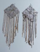 A pair of metal 'chandelier' earrings, drop approx. 18.5cm.