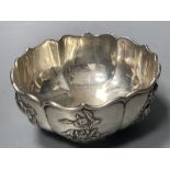 An early 20th century Chinese Export white metal bowl, by Zee Wo, with foliate decoration,