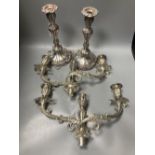A pair of early Victorian silver candlesticks, indistinct maker's mark, Sheffield, 1840, 29cm,