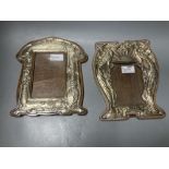 Two Art Nouveau silver-mounted wooden easel photograph frames by Hukin & Heath, each of shaped