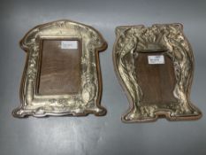 Two Art Nouveau silver-mounted wooden easel photograph frames by Hukin & Heath, each of shaped