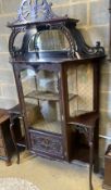 A late Victorian mahogany glass display cabinet, width 127cm, depth 40cm, height 212cm