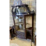 A late Victorian mahogany glass display cabinet, width 127cm, depth 40cm, height 212cm