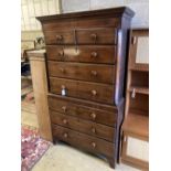A George III mahogany chest on chest, width 106cm, depth 56cm, height 194cm