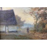 G. Nurod (19th C.), oil on board, Figure on a country lane, signed, 24 x 35cm