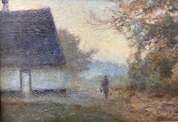 G. Nurod (19th C.), oil on board, Figure on a country lane, signed, 24 x 35cm