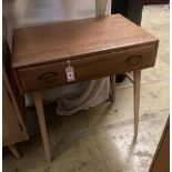 An Ercol elm side table fitted single frieze drawer, width 68cm depth 48cm height 75cm