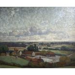 Ethel L. Rawlins (1880-1940), oil on canvas, Farm on the South Downs, signed, 63 x 76cm