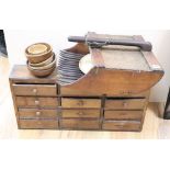 A quantity of mixed treen, including spice drawers, agricultural scoop etc.