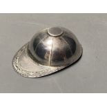 A George III engraved silver novelty caddy spoon, modelled as a jockey's cap, Josiah Snatt,