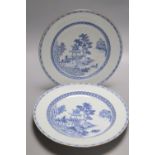 Two Chinese blue and white plates, diameter 29cm
