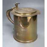 A 1930's 17th century style silver tankard by C. Shapland & Co, London, 1934, height 16.5cm, 30oz.