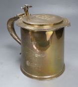 A 1930's 17th century style silver tankard by C. Shapland & Co, London, 1934, height 16.5cm, 30oz.