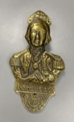 A modern heavy cast brass 'Lord Nelson' door knocker, L 22.5cm