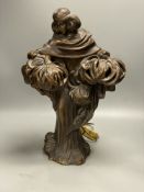 An Art Nouveau bronze figural lamp, height 48cm