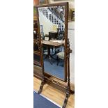 A 1920's oak cheval mirror, width 68cm height 164cm